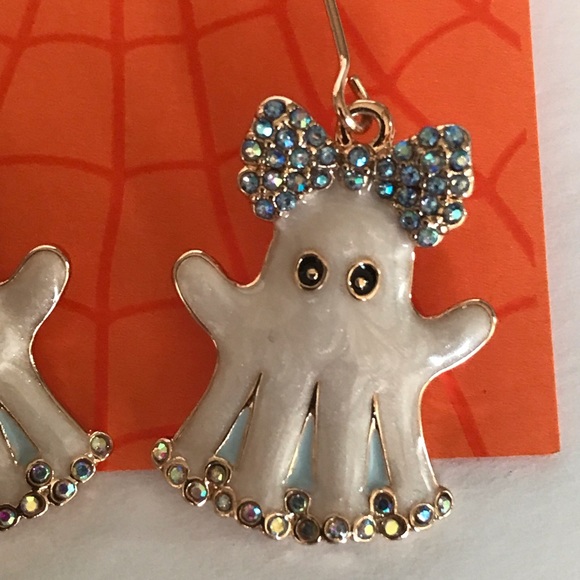Ghost Crystal Drop Style Halloween Earrings By Bella Jack New On Card - Picture 7 of 7
